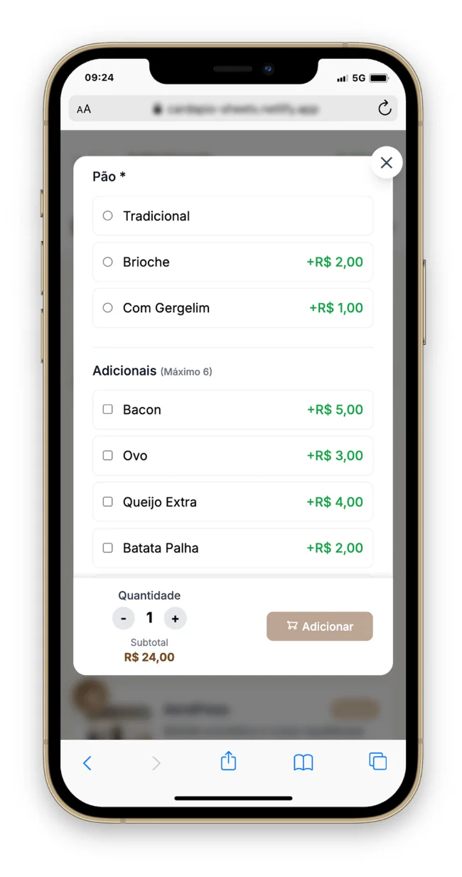 Interface mobile responsiva